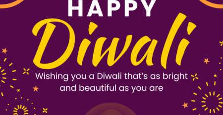 Purple & Yellow Illustrative Happy Diwali Poster